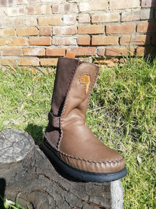 Custom Pull On Leather Boots with Velcro Straps