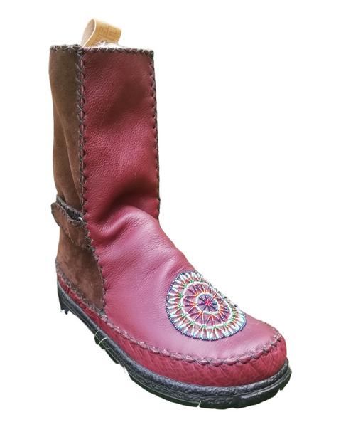 Ladies flat 2025 leather boots uk