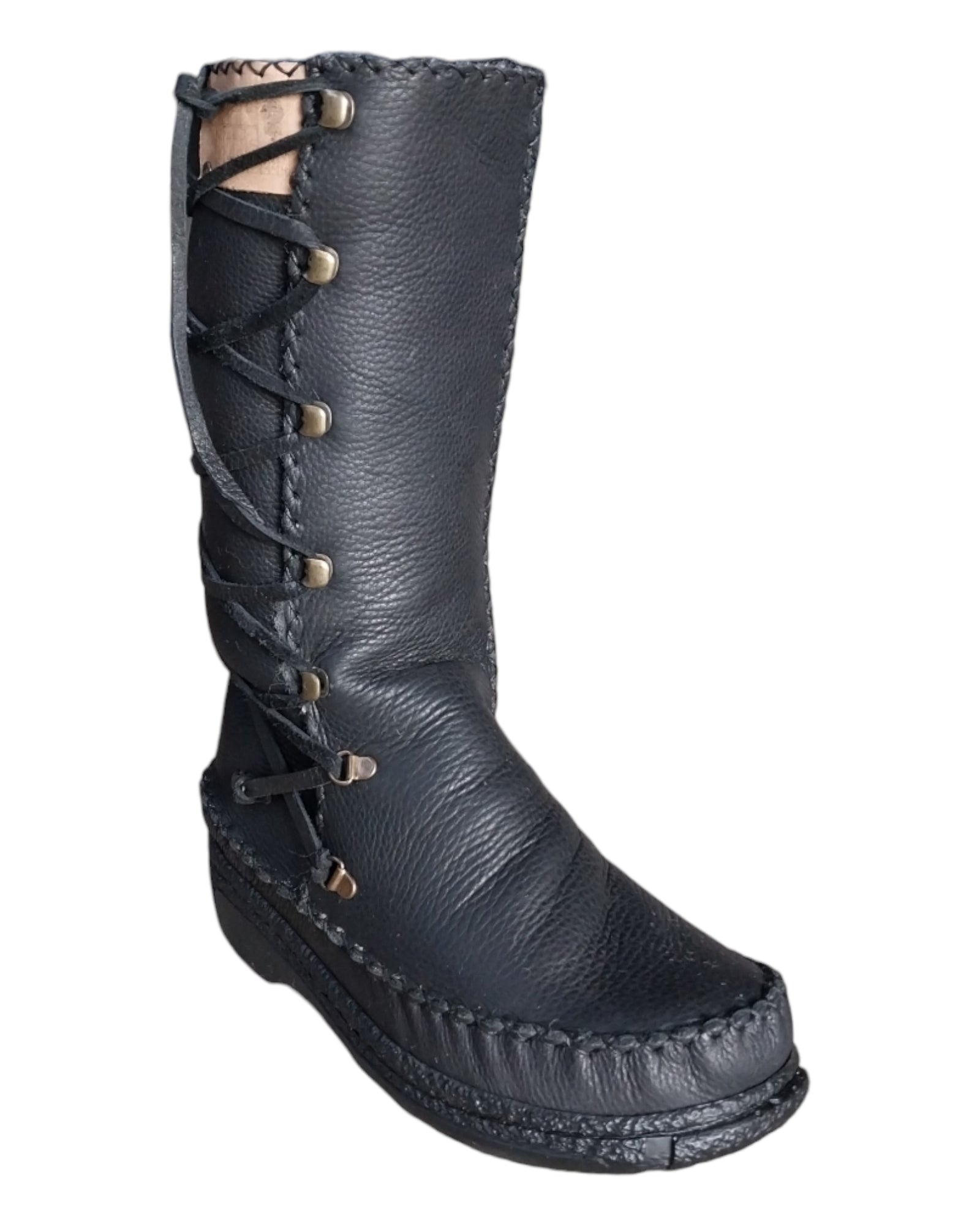 High Leather Boots with Side Laces (UK 7)